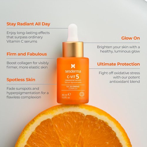 Sesderma C-VIT 5 Fusion Vitamin C Serum - Boost Hydration & Radiance | Antioxidant Defense, 1.0 fl. Oz