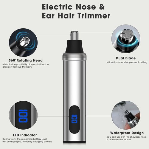 Karrte Professional Hair Clippers and Trimmer Set for Men, T-Shaper Trimmer & Foil Shaver, Nose & Ear Hair Trimmer, Cordless Clippers and Grooming Set, Hair Cutting Kit with LED Display Silver