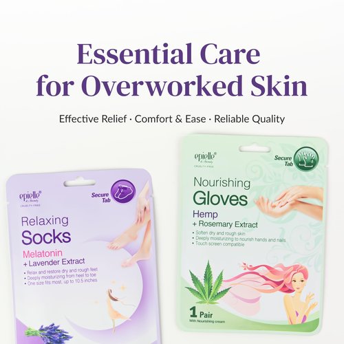 Epielle Relaxing & Nourishing Hand & Foot Masks, Soften Dry, Overworked Skin, Self Care Gifts for Women, Spa Kit, Easter Basket Stuffers, 6 Moisturizing Gloves & 6 Moisturizing Socks