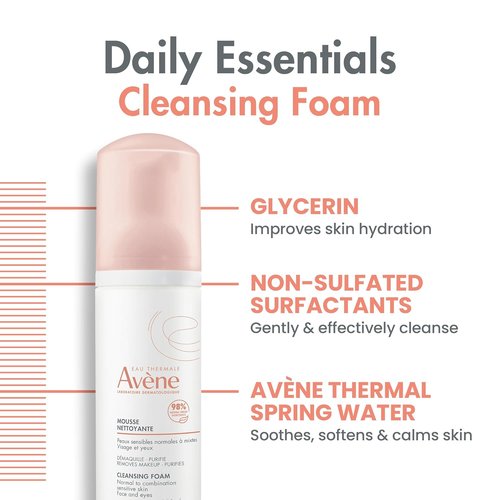 Avène Cleansing Foam - Gentle Face Wash for All Skin Types | Refreshing 150ml Cleanser