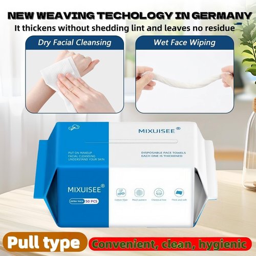 Disposable face towel,MIXUISEE thick and soft face towels,100% cotton face towels,super thick 150%. Suitable for makeup removal and cleansing, and applicable to sensitive skin(Extra thick 150 pieces)