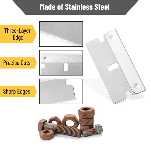 Bates Single Edge Razor Blades, 100 Pack, Stainless Steel Straight Edge Razor Blades