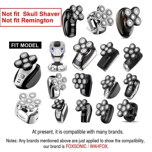 FOXSONIC Magnetic 7 Blades Head Shaver Replacement Blades for head Shaver and Other Brands Head Shaver (CX7 Silver)