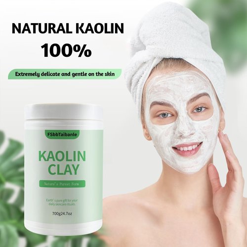 FSbbTaibanle White Kaolin Clay Powder 100% Natural Ultra-Fine Cosmetic Grade Gentle & Smooth Texture for Natural DIY Skin Cleansers, Masks and Scrubs, and More(32 oz)