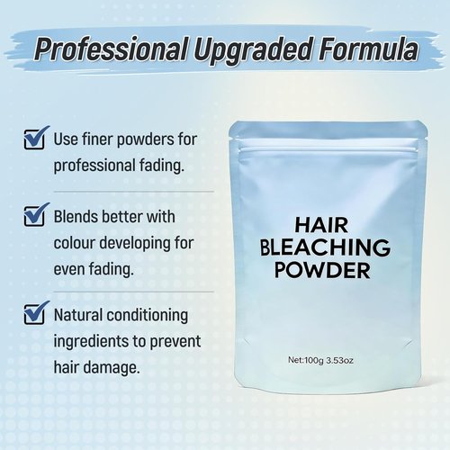 Skiennix Hair Bleach Powder - Professional Lightening Formula for Up to 8 Levels of Lift | 100g/3.53oz