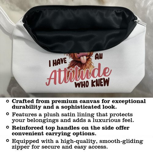ARPTCN Highland Scottish Cow Makeup Bag - Highland Cow Themed Gifts for Girls Mom Women, Cosmetic Travel Bags for Women