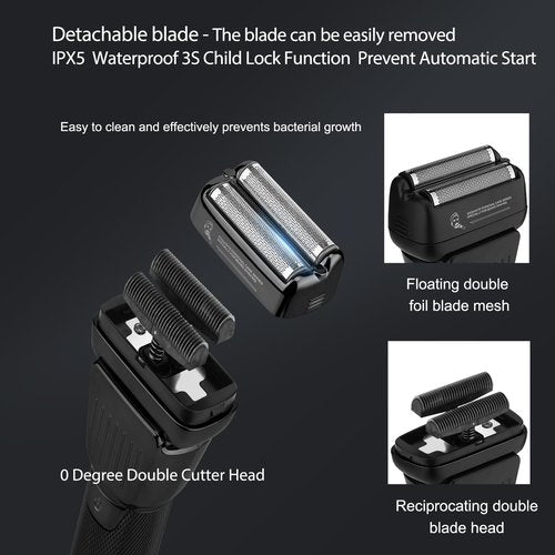 Professional Hair Clippers for Men - Cordless Beard Trimmer Electric Razor Foil Shavers, Barber Clippers Hair Trimmer Rechargeable Hair Grooming Kit, LCD Display, Gifts for Men (Black)