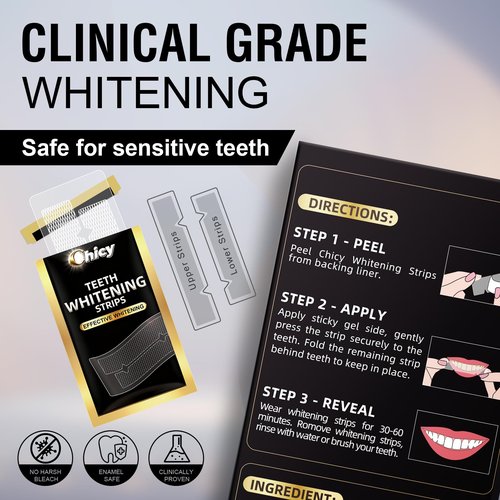 Teeth Whitening Strips 14 Treatments - Whitening Strips, Fast Remove Smoking, Coffee, Wine Stains, Teeth Whitening Kit Pack of 28 Non-Slip Strips