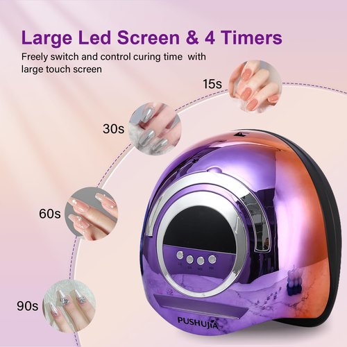 PUSHUJIA 300W Professional Nail Lamp - Fast Curing, Auto Motion Sensor, 4 Timer Settings, 72 LED Even Coverage for Gel Polish - Salon & Home Use