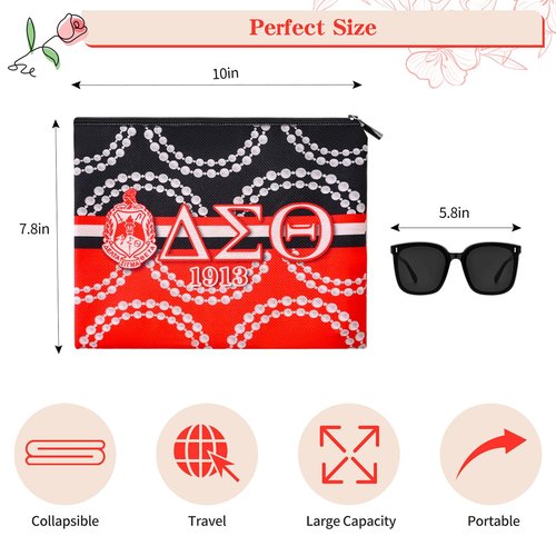 Sorority Gifts for Women DST Make Up Bag 1913 Sigma Theta Paraphernal Gifts for Girls Delta Cosmetic Bag Gift, Style 1