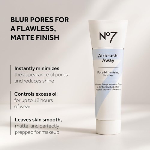 No7 Airbrush Away Pore Minimizing Facial Primer - Lightweight Matte Formula for Oily Skin (30ml)