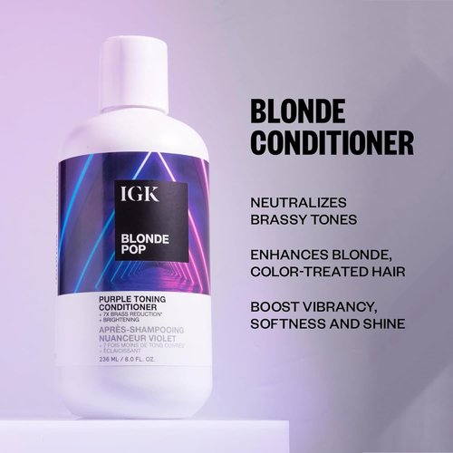 IGK BLONDE POP Purple Toning Conditioner - Brightens & Neutralizes Brass | Vegan & Cruelty-Free