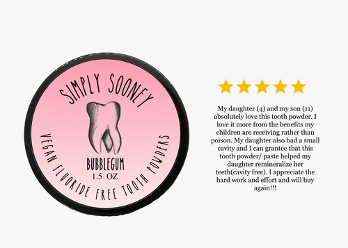 Simply Sooney Remineralizing Vegan Mineral Tooth Powder I Bubblegum Formula for Kids I Natural Whitening I Stronger Teeth 1.5oz (1.5 oz jar)