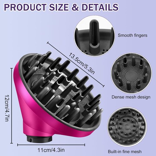 Dyson Upgraded Large Diffuser Attachment - Converts Airwrap Styler to Hair Dryer, Heat Resistant Nylon, Rose