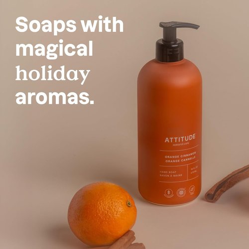 ATTITUDE Limited Edition Liquid Hand Soap - EWG Verified, Vegan & Plant-Based, Orange Cinnamon | 16 Fl Oz (Pack of 3)