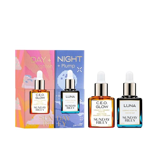 Sunday Riley Brighten & Plump Set - Day & Night Skincare Essentials for Radiant Skin
