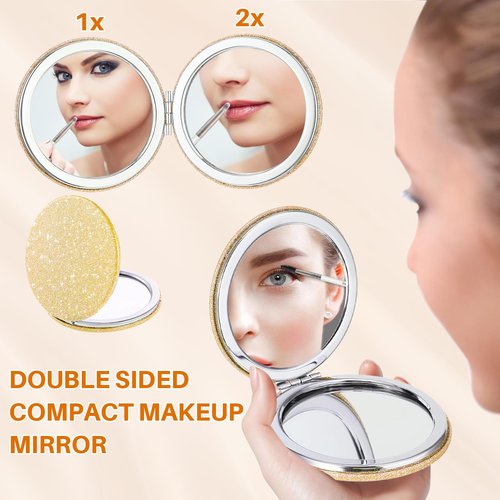 START MAKERS 15PCS Professional Makeup Brushes Set, Premium Synthetic Foundation Powder Concealer Eyeshadow Blush Kabuki Brushes Kit, MakeUp Brushes with 2 Makeup Sponges, Dual-Sided Mirror