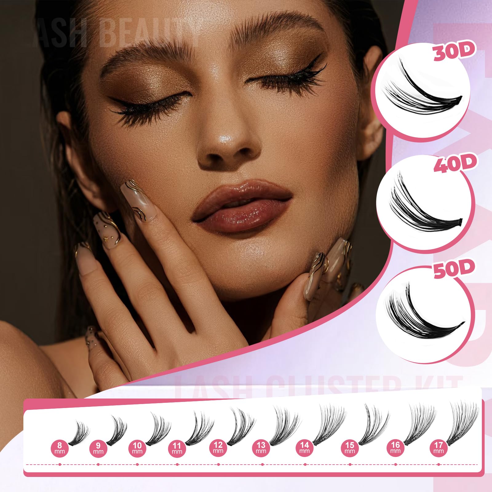Wispy Lash Clusters Kit 800pcs Lash Extension Kit DIY Eyelash Clusters 30D&40D&50D Lashes Clusters 8-18mm With Lash Bond and Seal, Lash Tweezers, Lash Remover，Lash Brush