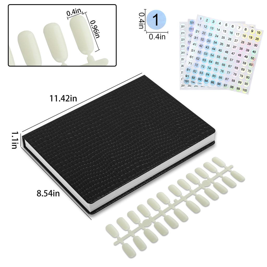 vnjaoi 216 Nail Color Chart Display Book with 240PCS False Nail Tips, UV Gel Polish Card Book, Nail Art Salon Nail Design Display Booklet, Nail Color Swatches Nail Practice Card Board