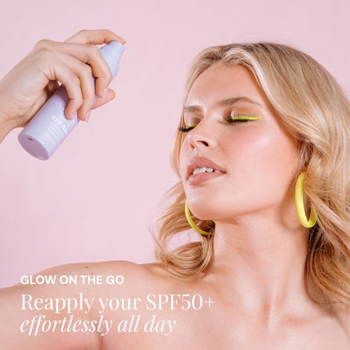 Naked Sundays SPF 50 Hydrating Glow Face Mist - Lightweight Daily Sunscreen & Makeup Setting Spray with Hyaluronic Acid, 75ml