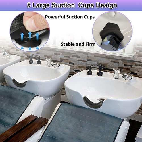Shampoo Bowl Neck Rest for Sink, Silicone Neck Rest Cushion with Suction Cup, Portable Hair Washing Sink Neck Support Non-Slip for Salon Home Wash Basin