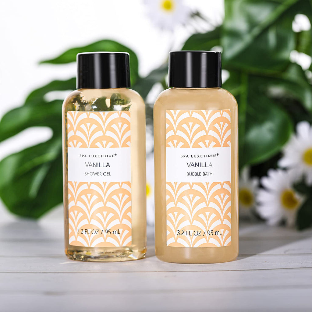 Spa Luxetique Vanilla Bath Set - 6-Piece Spa Gift for Women with Lotion, Shower Gel & Bubble Bath
