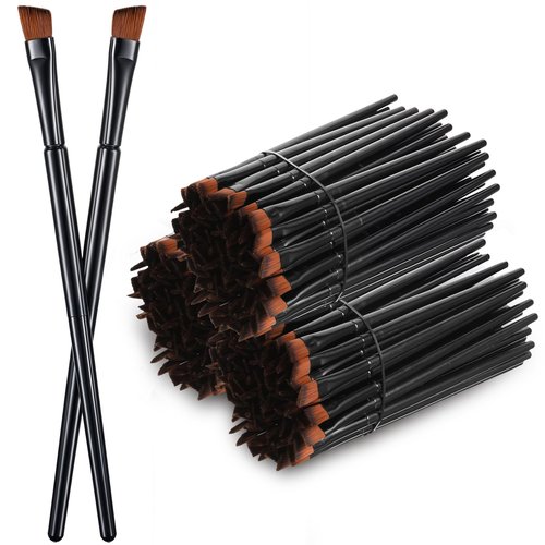 100 Pcs Angled Eyebrow Brushes Bulk Disposable Brow Brushes For Eyebrows Brow Tint Brushes Eye Makeup Brush Concealer Eye Shadow Applicator Sticks Tinting Brushes Esthetician Supplies (Black)