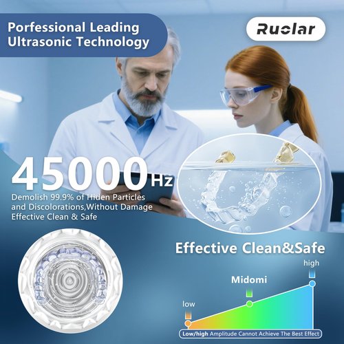 Ultrasonic Retainer Cleaner Machine for Dentures | 45kHz Dental Cleaning Pod for Aligner, Nightguard, Braces, Jewelry, Watch, 3 Timer Modes - with Cooling Fan & Removable Base (Light Purple)