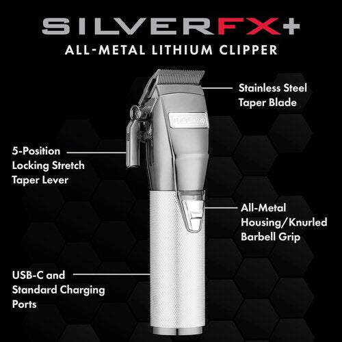 BaBylissPRO FX+ Professional Hair Clippers - Cord/Cordless, All Metal, 3-Hour Lithium Battery Runtime