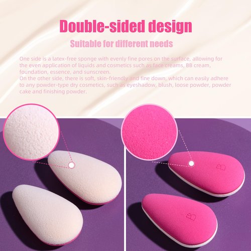 BS-MALL Dual-purpose Powder Puff & Makeup Sponge – Premium Makeup Sponge Set For Foundation, Loose Powder – Travel-friendly, Multi-purpose Portable Travel (Hot Pink Leopard print Sponge)
