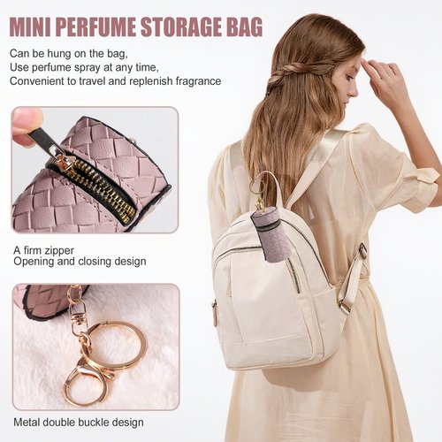 JPNK Mini Refillable Perfume Portable Atomizer Bottle 5PCS Travel Size Spray Refillable Refill Bottle 5 ml with Travel and Outgoing Bag
