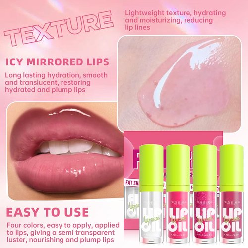 HOSAILY Hydrating Lip Oil & Liner Set - Plumping Gloss with Big Brush Head | 4 Colors Available