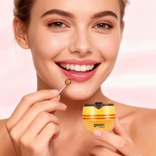 DMSKY 6 PCS Bee Lip Balm Lip Mask Honey Pot,Valentines Day Gifts,Propolis Lip Mask Overnight Moisturizing Lip Balm with Stick,Sleeping Lip Mask Prevention Dry & Cracked,Galentines Day Party Favors