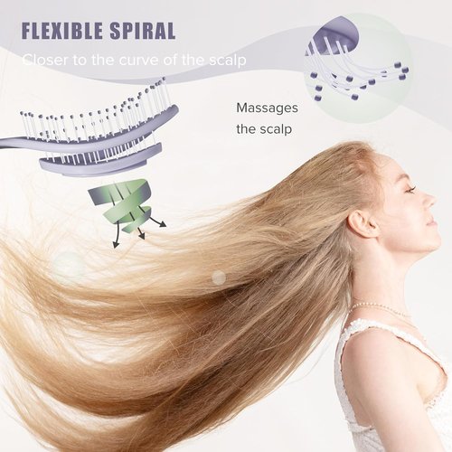 SHINLEA Detangle Hair Brush - Vented Spiral Brush for Effortless Tangle Removal | All Hair Types (Purple)