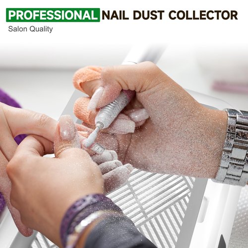 Professional Nail Dust Collector, AZ GOGO Upgrade 1700Pa Dual Turbo Nail Vacuum Dust Collector, 170W Brushless Powerful Suction with 2 Reusable HEPA Filter for Salon & Home Use