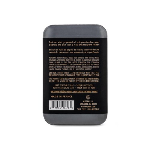 Mistral Black Amber Luxury Bar Soap for Men - Natural, Moisturizing & Triple-Milled | 8.8 oz, Paraben-Free