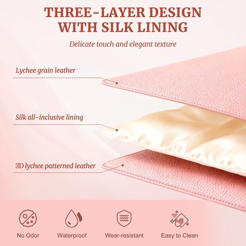 MaqSacion Makeup Bag Vanity Case for Women Leather Cosmetic Bag Makeup Organizer Case Portable Travel Toiletry Bag With Removable Compartments and Handle - Pink