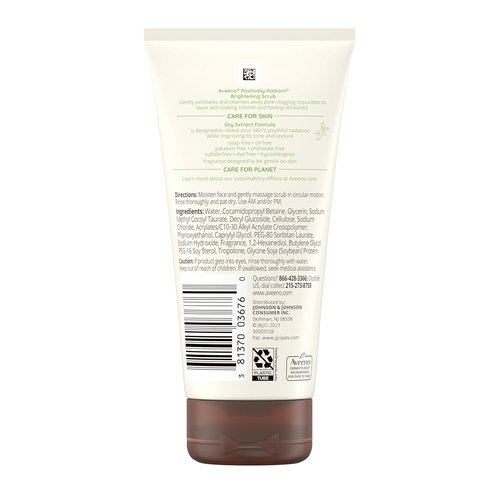 Aveeno Positively Radiant Facial Scrub - Brightening & Exfoliating, Gentle Soy Extract, 5 oz