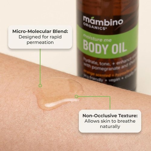Mambino Organics Moisture Me Body Oil - Lightweight Nourishing Formula with Shea Butter & Jojoba, 4 Fl Oz