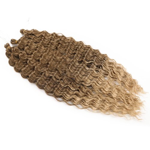 Ocean Wave Crochet Hair Extensions Deep Wave Crochet Hair for Women 22inch 6Packs Synthetic Crochet Hair Curly # T8/24 Brown mix Blonde
