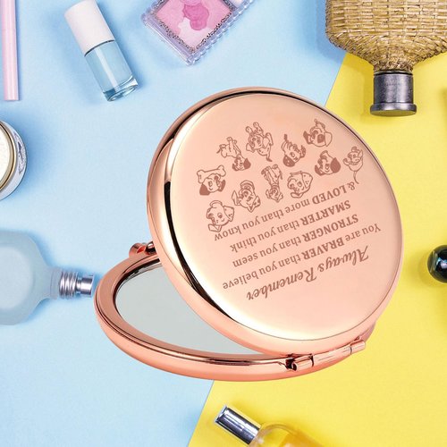 KEYCHIN 101 Dalmatians Pocket Mirror Pongo and Perdita Fans Gifts You are Braver Stronger Smarter Than You Think Dalmatians Compact Makeup Mirror (Dogs-RG)