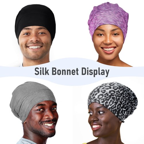 SOLZEK Silk Bonnet for Sleeping 100% 19 Momme Mulberry Adjustable Hair Wrap Curly Double Layered Night Cap Anti Frizz Women 1Pcs (Pink)