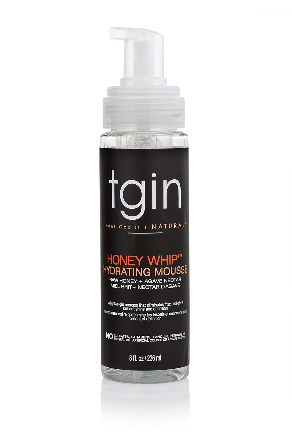 TGIN Honey Whip Hydrating Mousse - Nourishing Formula for Natural, Curly & Damaged Hair | 8 Oz