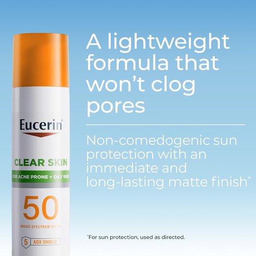 Eucerin Sunscreen Lotion SPF 50 - Lightweight Acne-Prone Skin Formula | Oil-Absorbing, 2.5 Fl Oz