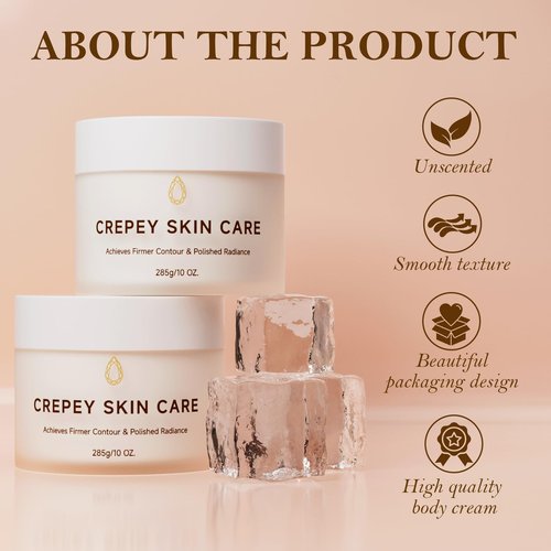 GUDE GUDE Crepe Firming Body Cream, Extra Large Size Body Skin Cream Lotion for Aging Crepe Skin Improve Natural Elastin with Collagen Production for Neck Arms Leg Deeply Moisturizer Cream, 10 oz