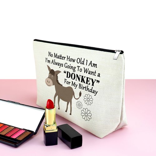 Mxrymvu Donkey Themed Gifts Makeup Bag Crazy Donkey Lady Gift Cosmetic Bag Donkeys Gifts for Women Zipper Pouch Animal Lover Gift for Her Funny Birthday Present Travel Pouch