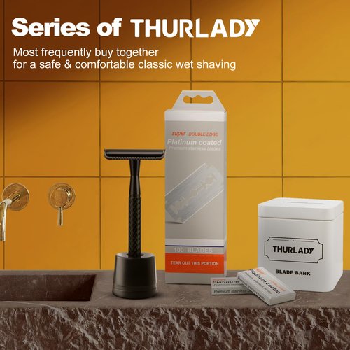 THURLADY 100 Count Safety Razor Blades - Swedish Stainless Steel Double Edge Razor Blades, Fit Most of Safety Razors, Precision, Smooth and Comfortable Shaving, Sensitive Skin Friendly