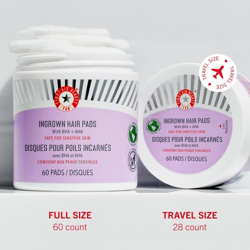 First Aid Beauty - Ingrown Hair Pads with BHA + AHA - Aftershave Treatment Pads to Help Prevent Razor Bumps for Men & Women - Exfoliate Underarms & Bikini Area - Compostable for Daily Use - 28 Pads