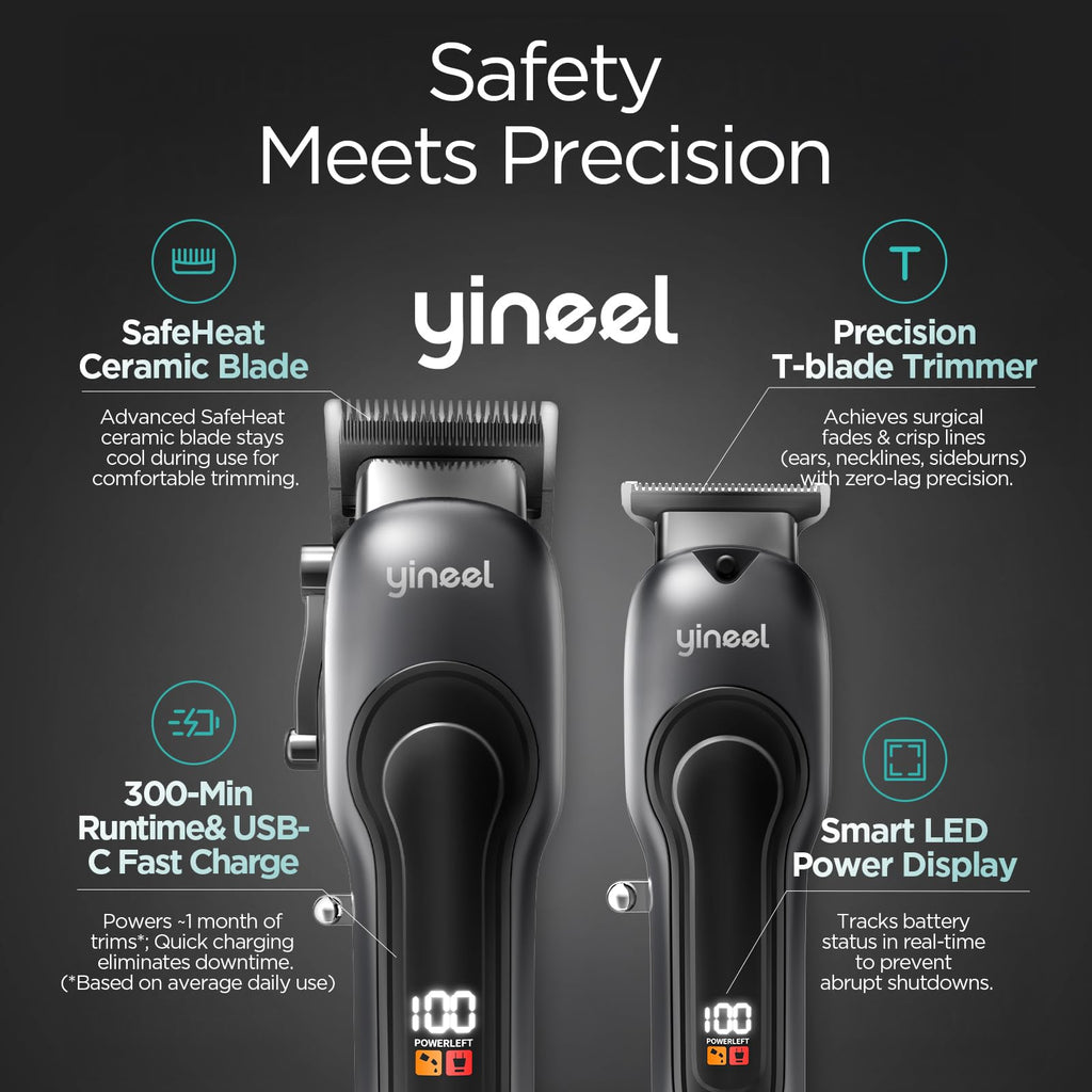 Yineel Hair Clippers for Men, Professional Cordless Clippers & Trimmer Set, Super Quiet, Clippers for Hair Cutting Kit with LED Display, Gift for Men Women Barber Kid