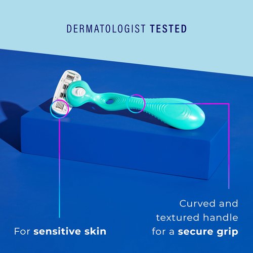 Schick Hydro Silk Sensitive Women's Razor | 5-Blade Razors for Women Sensitive Skin | Womens Razors Sensitive Skin | 1 Handle & 2 Razor Blade Refills